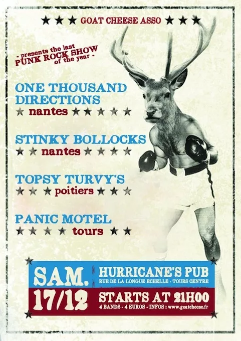 One Thousand Directions + Stinky Bollocks + Topsy Turvy's + Panic Motel